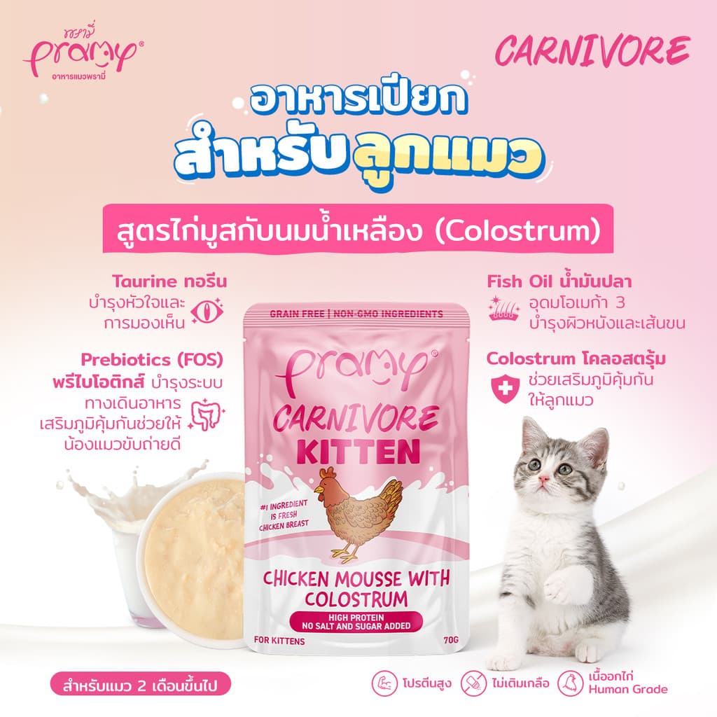 Pramy Carnivore อาหารเปียกแมว เกรดพรีเมี่ยม กลูเตนฟรี ขนาด 70g รูปที่ 3
