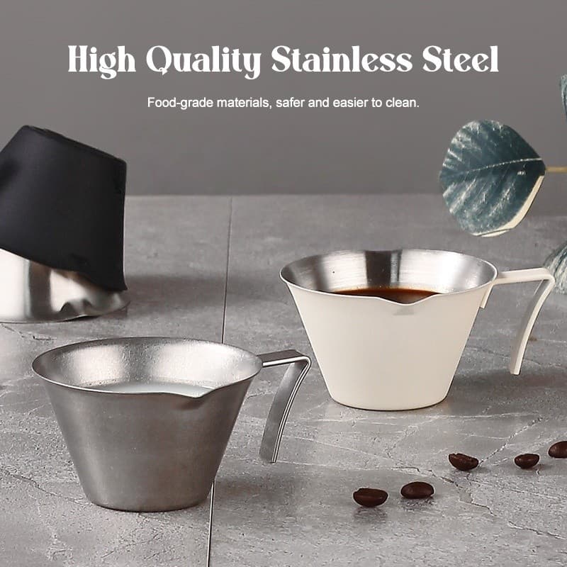 Coffee Extraction Cup 100ML ถ้วยช็อตเอสเพรสโซ่ ถ้วยตวงเอสเปรสโซ่ สเตนเลส 304 รูปตัว V ช็อตกาแฟ พร้อมที่จับ พร้อมสเกล รูปที่ 5
