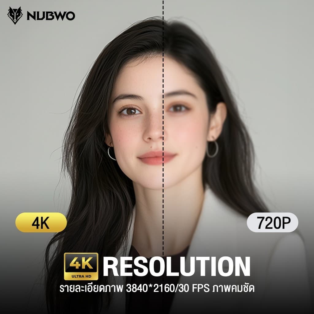 NUBWO กล้องเว็บแคม NWC592 4K Auto Focus มีไมค์ Noise Cancelling หมุนได้ 360° สำหรับ Live Streaming ประชุม รูปที่ 3