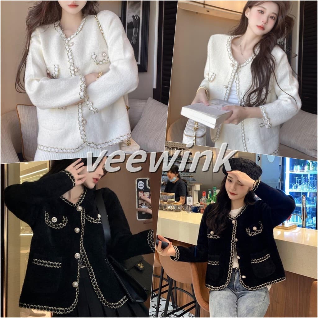 Veewink จากกทม เสื้อสเวตเตอร์สั้นสไตล์ชาแนล เนื้อขนมิงค์ หรูหรา ใส่ได้หลายโอกาส ใหม่ล่าสุด รูปที่ 1
