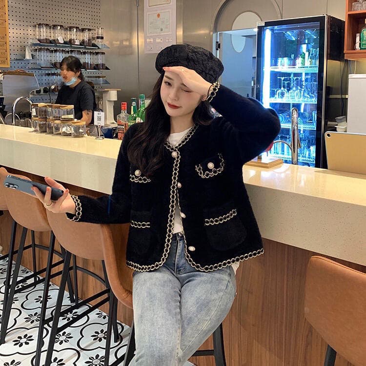 Veewink จากกทม เสื้อสเวตเตอร์สั้นสไตล์ชาแนล เนื้อขนมิงค์ หรูหรา ใส่ได้หลายโอกาส ใหม่ล่าสุด รูปที่ 5