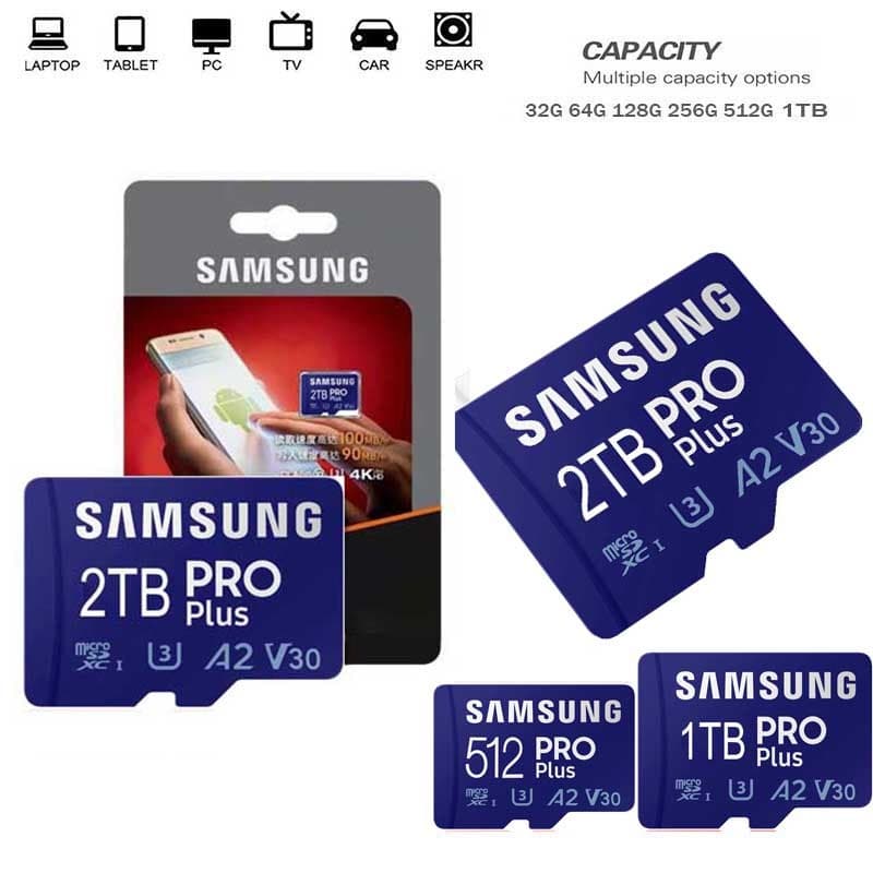 การ์ด Micro SD 2TB 1TB 512GB 256GB 128GB 64GB Class 10 การ์ดหน่วยความจําความเร็วสูง 32GB ขายส่ง U3 การ์ดสมาร์ทโฟนกล้องแท็บเล็ต gopro รูปที่ 1