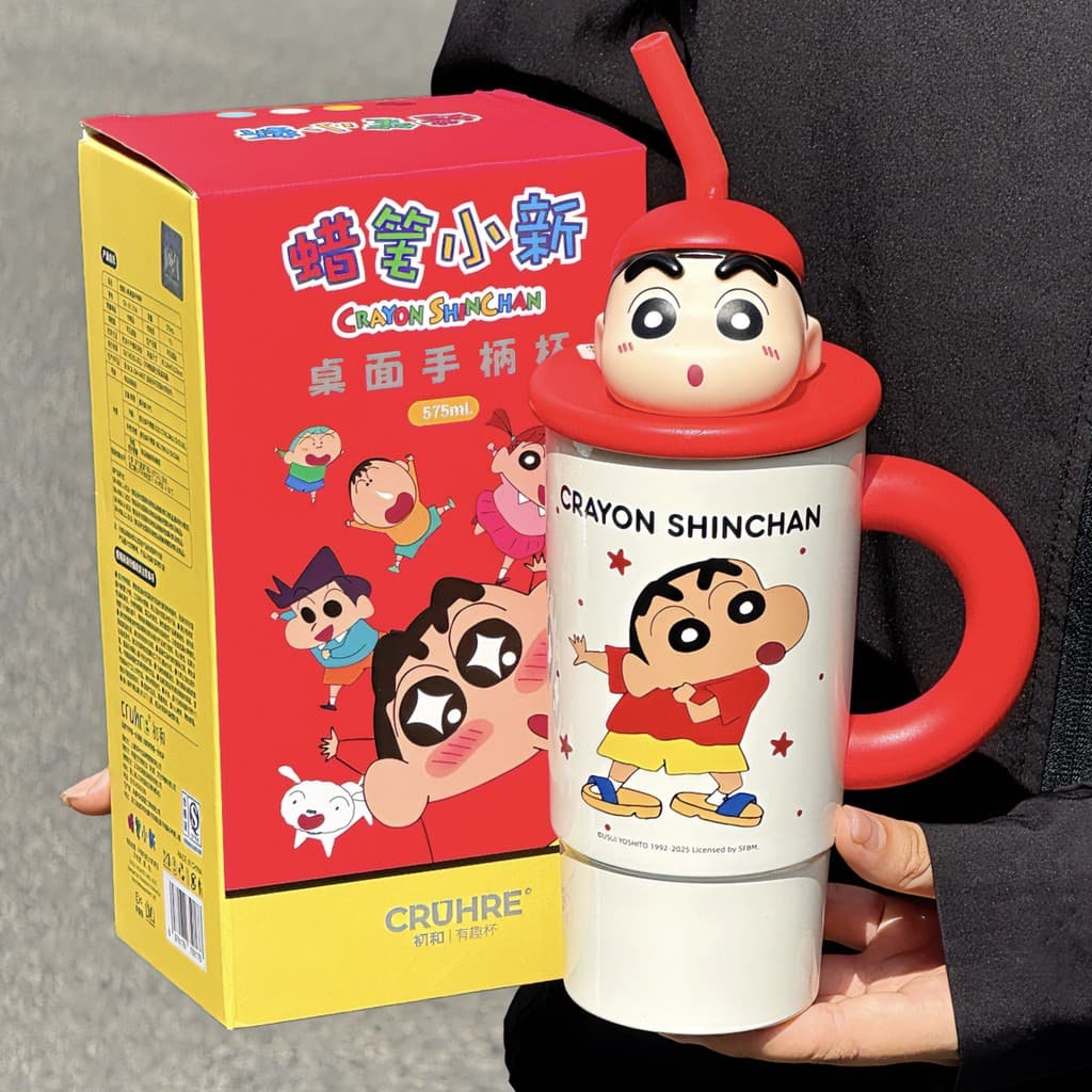 JPL9 Crayon Shin-Chan เดสก์ท็อป Ice Master ถ้วยพร้อมที่จับสาวมูลค่าสูงน่ารักการ์ตูนกระติกน้ําร้อนชาน้ําแยกถ้วยน้ํา รูปที่ 7