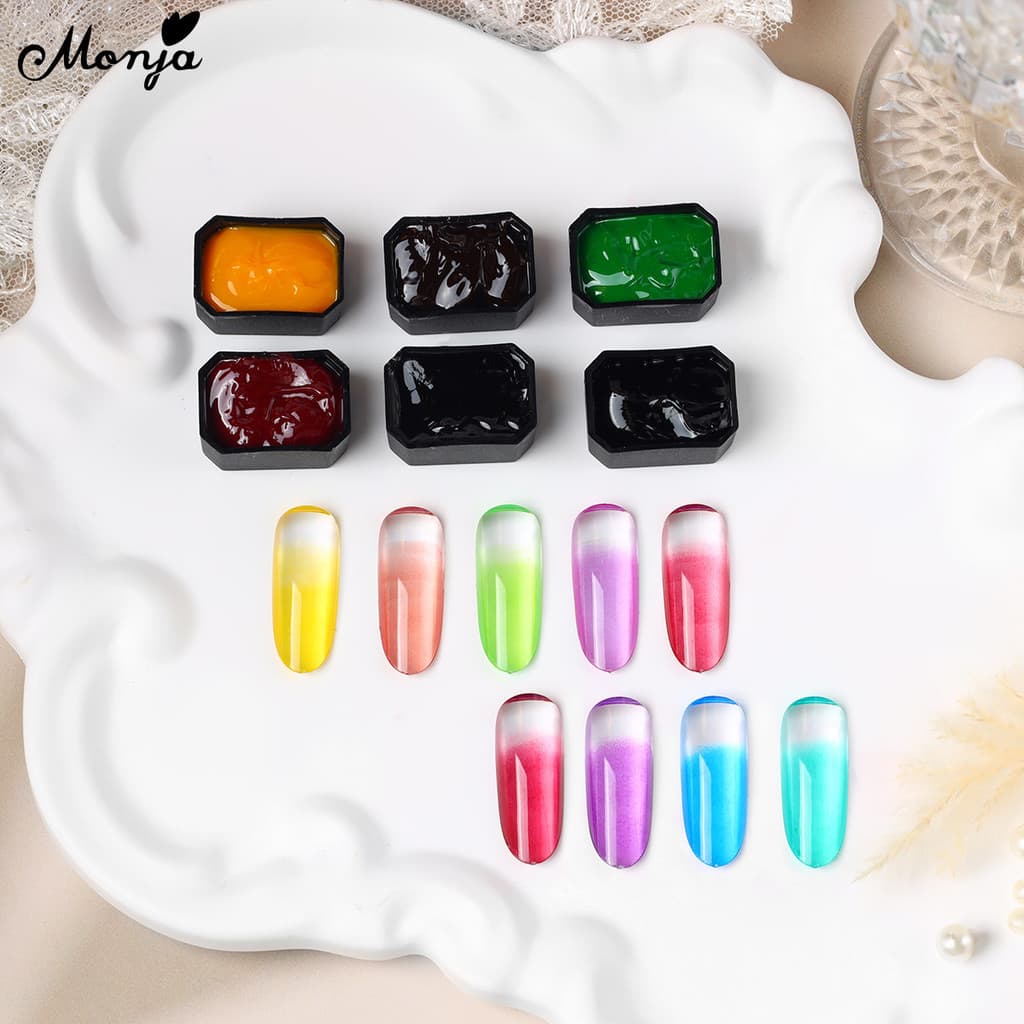 Monja 9 สี/กล่องเล็บ UV เจล Polish Jelly Candy สี Semi Transparency Lacquer Jelly ภาพวาดโปร่งแสงวาด รูปที่ 7