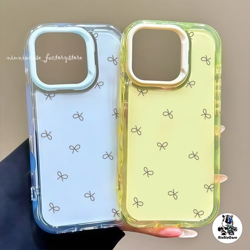 สําหรับ เคสไอโฟน13 โบว์ผีเสื้อที่น่ารัก For iPhone 16 15 14 13 12 11 17 Pro Max 15 16 Plus เคสโทรศัพท์ Insสี Jelly Case รูปที่ 8