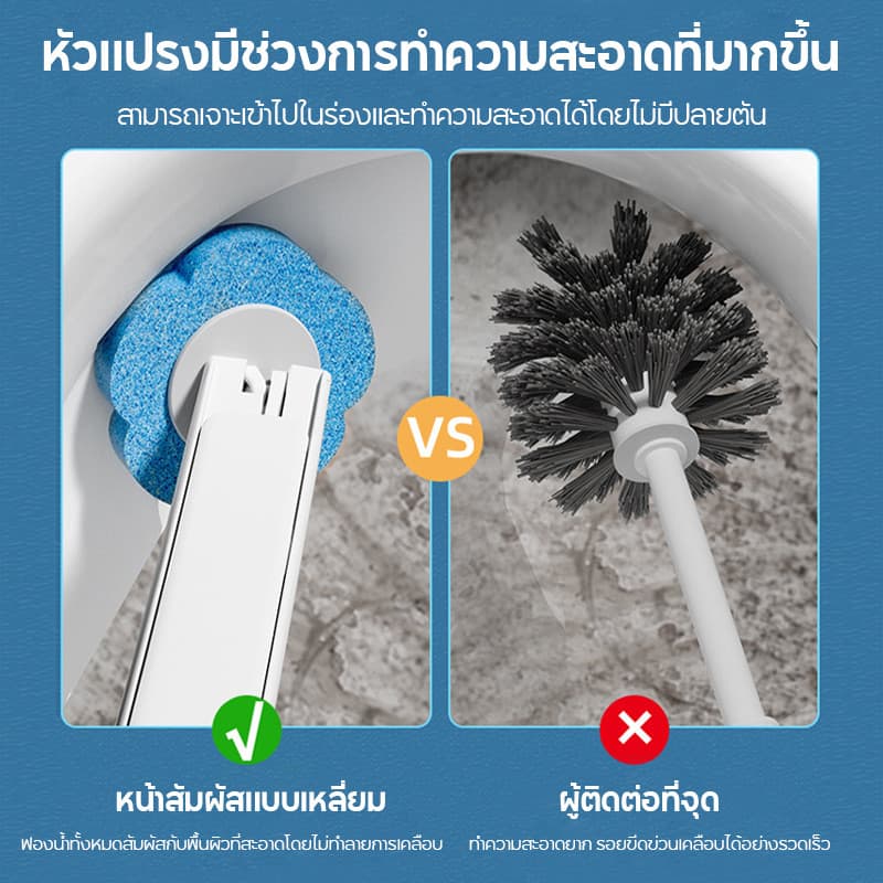 MUSJOS ติดตั้งบนผนัง มีน้ำยาในตัว แปรงขัดชักโครก แปรงขัดห้องน้ำ แปรงขัดส้วม แปรงล้างชักโครก เปลี่ยนหัวแปลงได้ รูปที่ 7