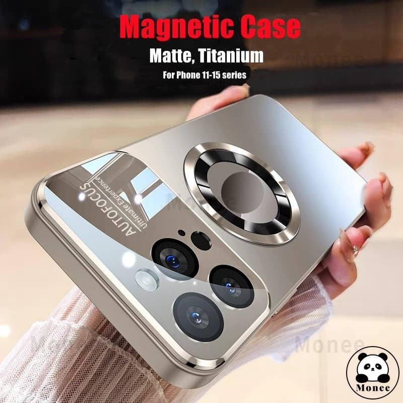 Magnetic Hard Casing Case สําหรับ iPhone 15 PRO MAX 14 PRO MAX 13 12 11 16 PRO MAX 15 Plus Anti drop พร้อมเลนส์กล้องป้องกันไร้สายชาร์จ Matte กันกระแทกเคสโทรศัพท์ปลอก รูปที่ 1