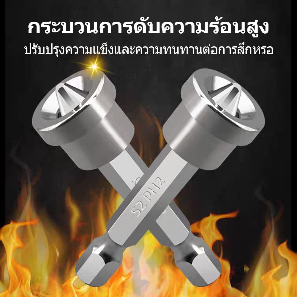 หัวแม่เหล็ก 1/4นิ้ว หัวบล็อคไขควงยิงฝ้า ดอกไขควงแม่เหล็ก ดอกไขควง ก้านหกเหลี่ยม ชุด กันสกรูหล่น สําหรับงานไม้ รูปที่ 7