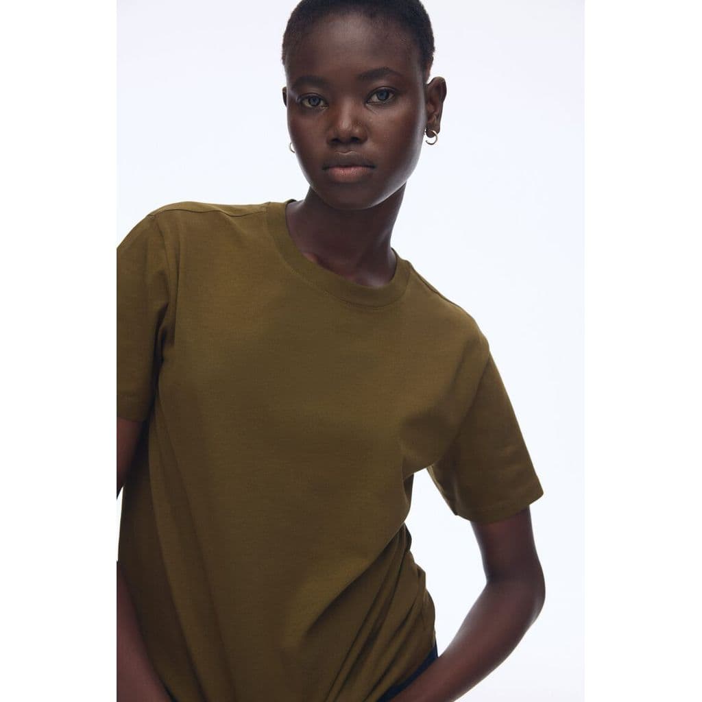 H&M เสื้อยืดคอตตอน Women Cotton T-shirt 0963662_6 รูปที่ 1