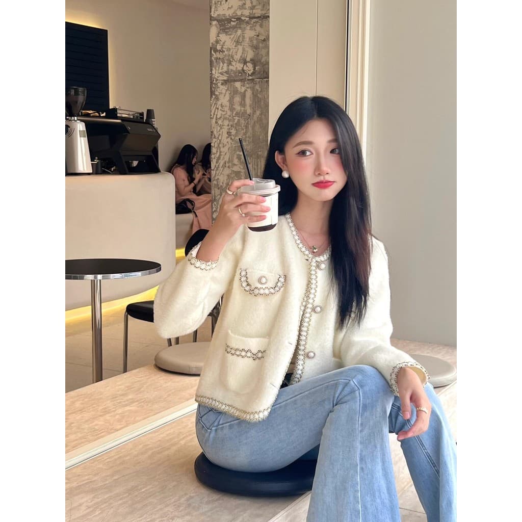 Veewink จากกทม เสื้อสเวตเตอร์สั้นสไตล์ชาแนล เนื้อขนมิงค์ หรูหรา ใส่ได้หลายโอกาส ใหม่ล่าสุด รูปที่ 9