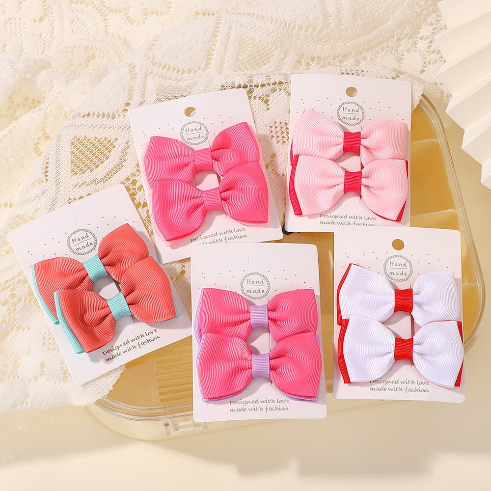 เซ็ต 2 ชิ้น Solid Bows กิ๊บติดผมสำหรับเด็กหญิง ทำจาก Grosgrain Ribbon พร้อมเสียบที่สวยงาม รูปที่ 6