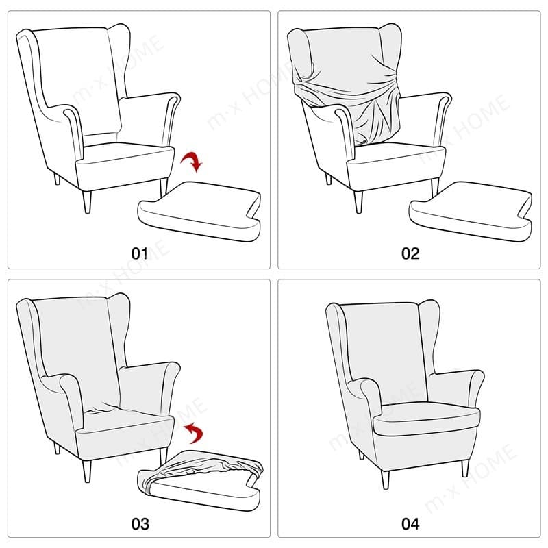 IKEA STRANDMON อิเกีย ผ้าคลุมเก้าอี้โซฟา ผ้าสแปนเด็กซ์ แบบยืดหยุ่น สีพื้น พร้อมเบาะรองนั่ง ผ้าหุ้มโซฟามีที่วางแขน ผ้าหุ้มโซฟา 1 ที่นั่ง รูปที่ 9