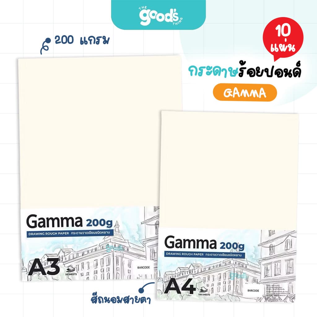 กระดาษร้อยปอนด์ Gamma ถนอมสายตา หนา 200g กระดาษ แกมม่า 10 แผ่น ขนาด A4 และ A3 รูปที่ 1