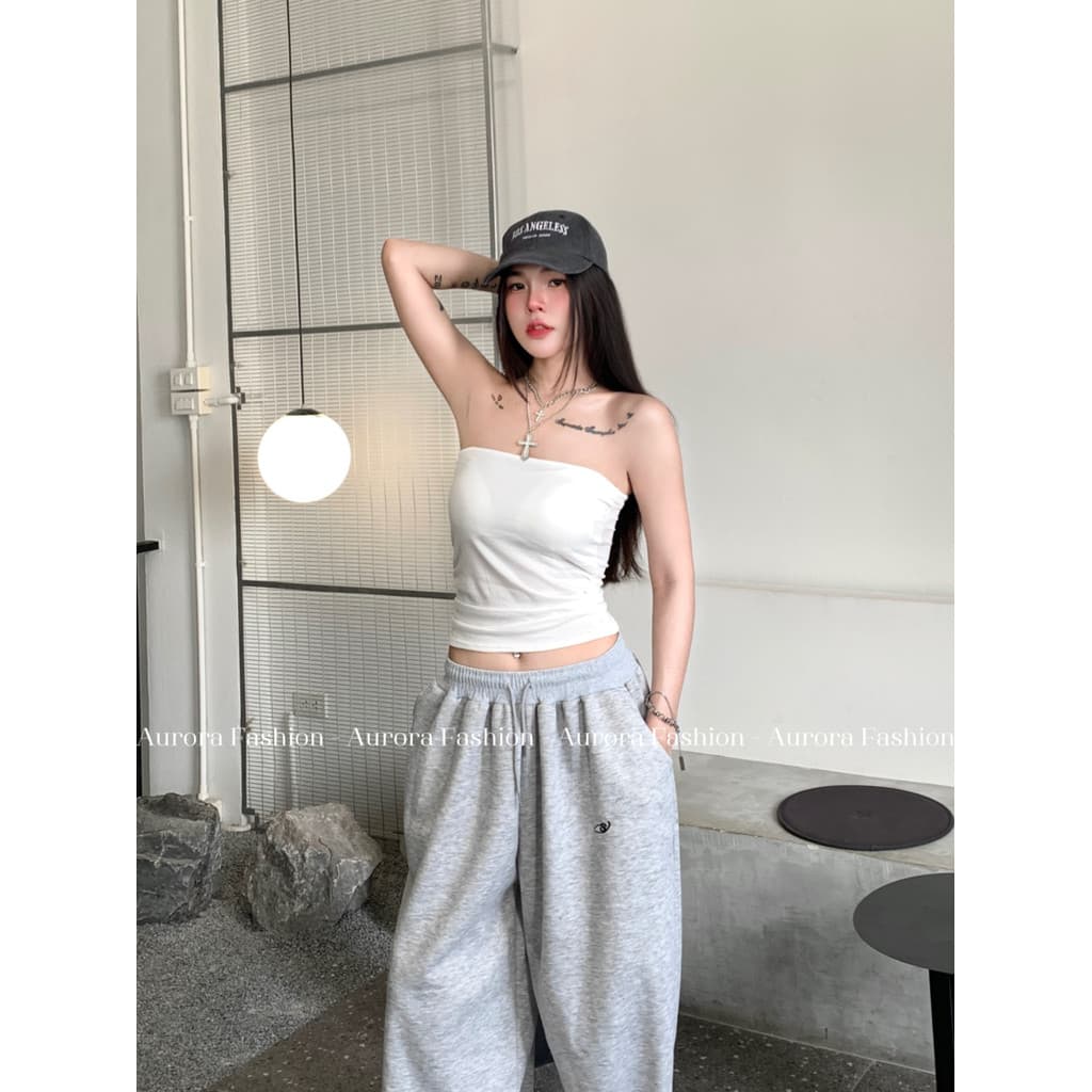 Aurora เสื้อเกาะอก เสริมฟองน้ำในตัว สีพื้นสไตล์มินิมอล ทรงรัดรูปพอดีตัว รูปที่ 5