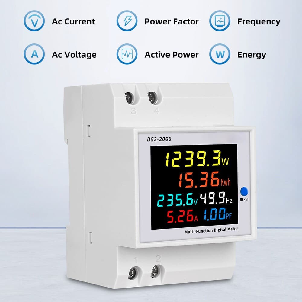 เครื่องวัดแรงดันไฟฟ้าความถี่ D52-2066 6IN1 din rail AC monitor 110V 220V 380V 100A KWH รูปที่ 4