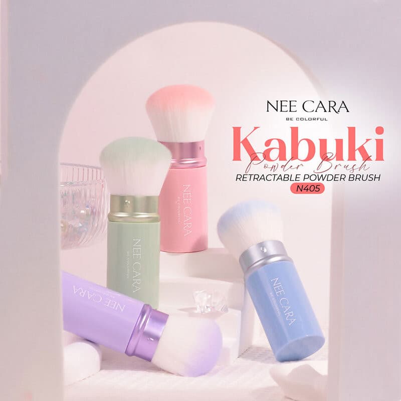 NEE CARA Kabuki Powder Brush N405 #Purple นีคาร่า แปรงคาบูกิสำหรับแต่งหน้า สีม่วง พับเก็บได้. รูปที่ 6