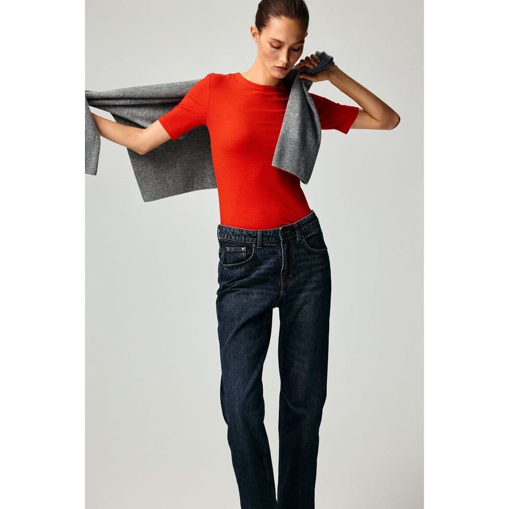 H&M เสื้อยืดผ้าริบ Women Ribbed T-shirt 1323017_1 รูปที่ 8