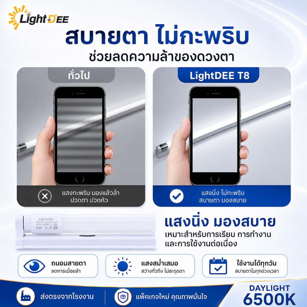 หลอดไฟ led พร้อมรางT8 9W18W ชุดหลอดไฟนีออน ชุดเช็ตแอลอีดี หลอดไฟยาวพร้อมขั่วบิดล็อค หลอดไฟLED แอลอีดี แสงสีขาว รูปที่ 4