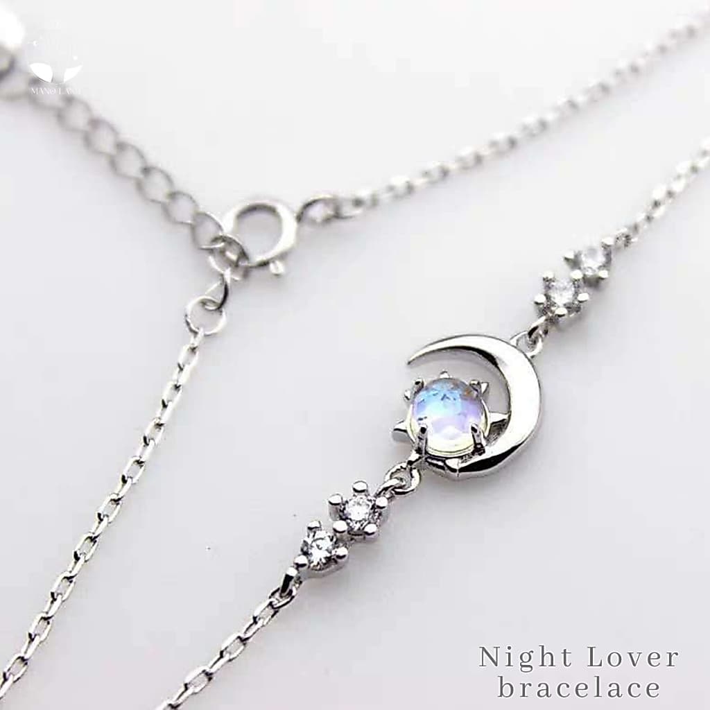 MNLNight Lover สร้อยข้อมือ พระจันทร์ดาว สำหรับคู่รัก ความหมายดี เครื่องประดับแฟชั่นเงินแท้ สไตล์มินิมอล เกาหลี ครบรอบ รูปที่ 1