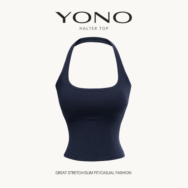 halter top เสื้อคล้องคอสีพื้น ผู้หญิง ทรงเข้ารูป มีหลายสี ฟีล y2k หวานแซ่บ แมตช์ง่าย รูปที่ 9