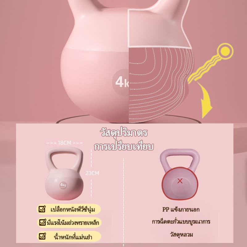 เคตเทิลเบลล์, เคตเทิลเบลอ่อน 4/6/8/กก., ดัมเบลยกน้ําหนัก, บาร์เบลยกน้ําหนักพีวีซีนุ่ม รูปที่ 7