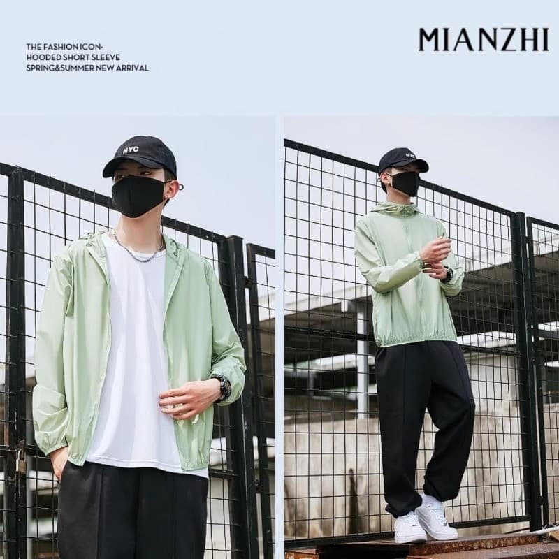 MIANZHI ส่งจากกรุงเทพฯ เสื้อกันแดดผ้าเย็นเหมือนไหมน้ำแข็ง ผู้ชายและผู้หญิง เสื้อคลุมกันแดดมีฮู้ดไซส์ใหญ่หลวม กันน้ำกันฝน ผ้ากันแดดคุณภาพสูง รูปที่ 8