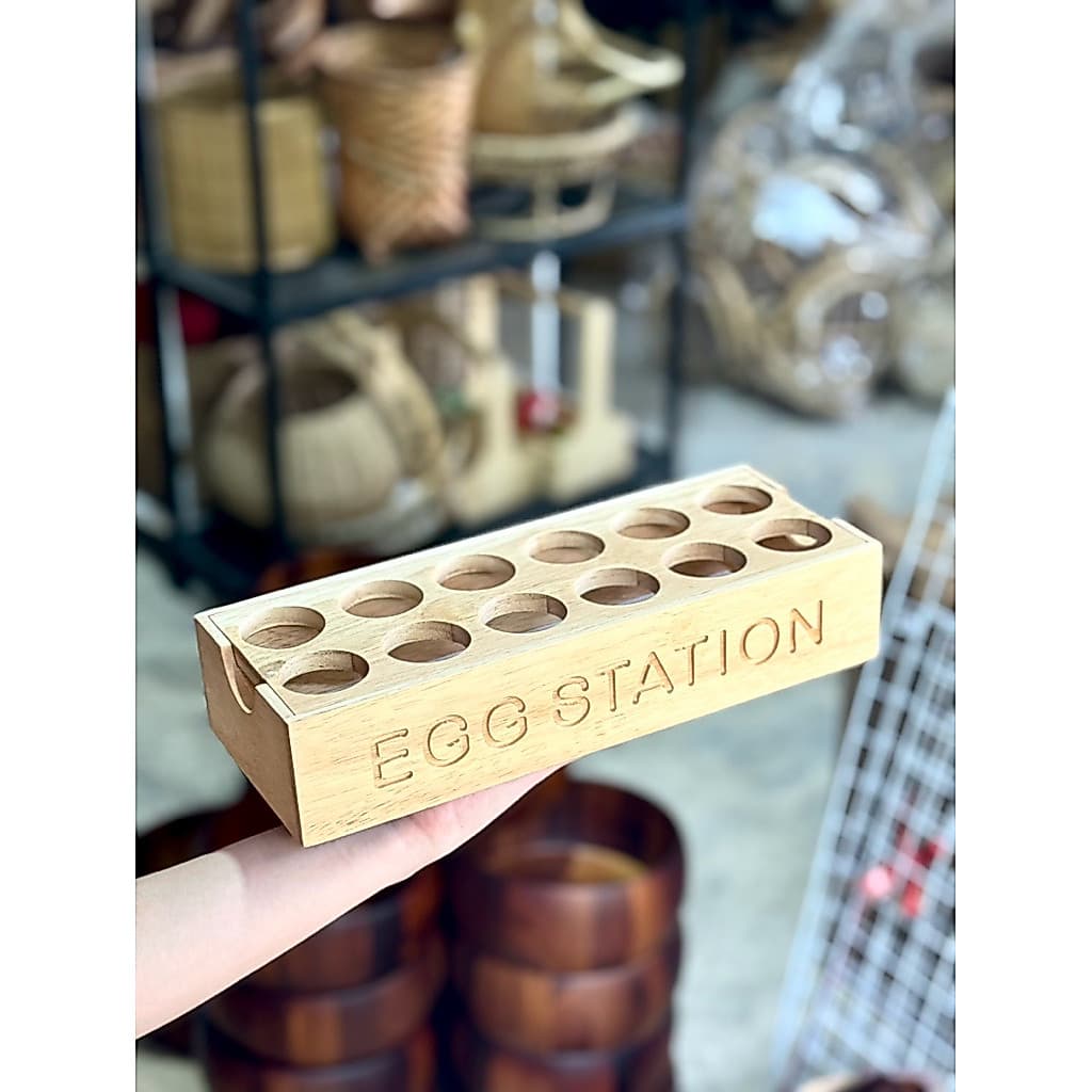 ที่วางไข่ ทำจากไม้ Egg station ที่วางไข่ไม้ 12 ช่อง แข็งแรง วัสดุทนความร้อน ไม่เป็นอันตราย รูปที่ 1