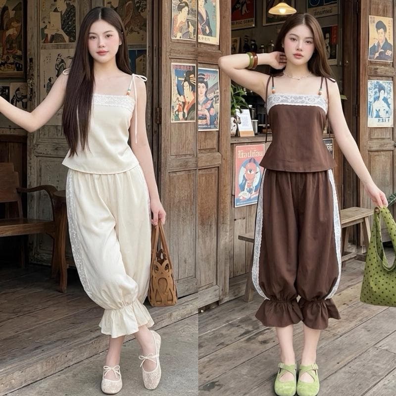 Jinni minimal เซตสายเดี่ยว กางเกงจินนี่ รูปที่ 1
