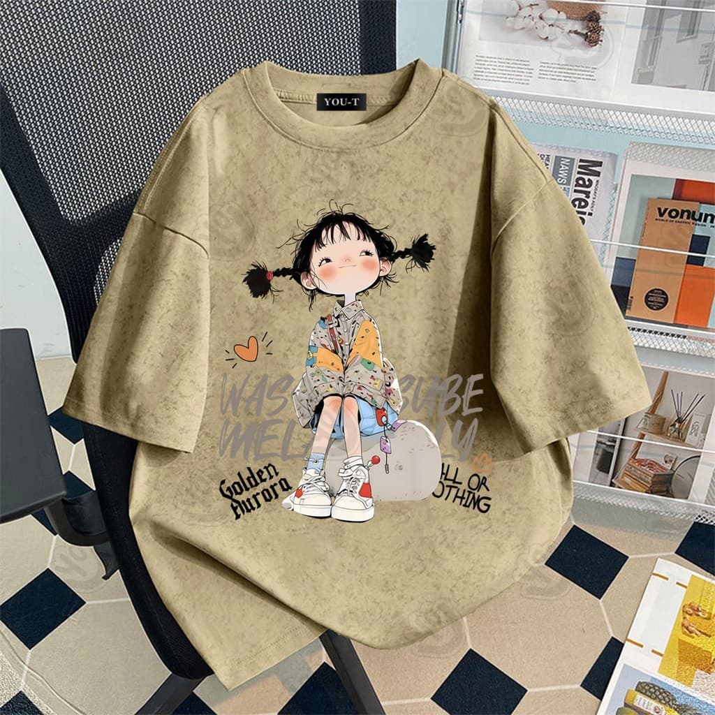 T42.SHOPสื้อยืด oversize เสื้อแฟชั่น เกาหลี สตรีท ใส่สบาย โคตรนุ่ม ผ้าคอตตอน100% ลาย "GOLDEN GIRL" รูปที่ 4