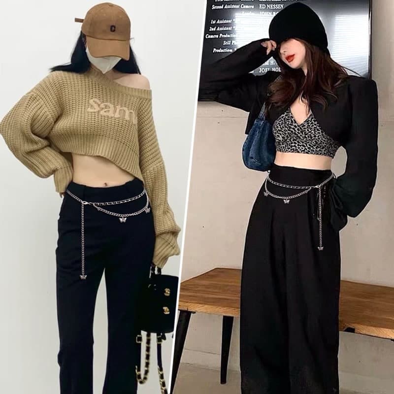 เข็มขัดผู้หญิง โซ่คาดเอว ผีเสื้อ วินเทจ แฟชั่น ตกแต่งเอว ใส่กับกางเกง กระโปรง ปรับขนาดได้ โลหะคุณภาพดี COD รูปที่ 2