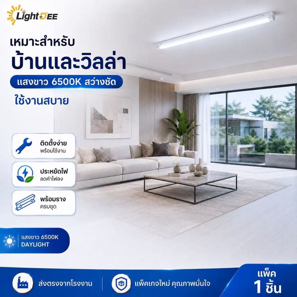 หลอดไฟ led พร้อมรางT8 9W18W ชุดหลอดไฟนีออน ชุดเช็ตแอลอีดี หลอดไฟยาวพร้อมขั่วบิดล็อค หลอดไฟLED แอลอีดี แสงสีขาว รูปที่ 7