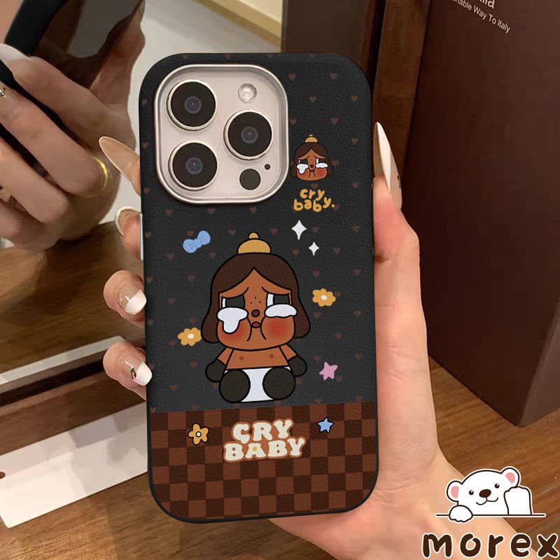 เคสไอโฟน16สำหรับIPhone 13 17 11 15 16 14 12 Pro Max 15 14 16 Plus XS XR Xตุ๊กตาลายดอกไม้น่ารักรักหนังร้องไห้ทารกปกคลุม รูปที่ 4