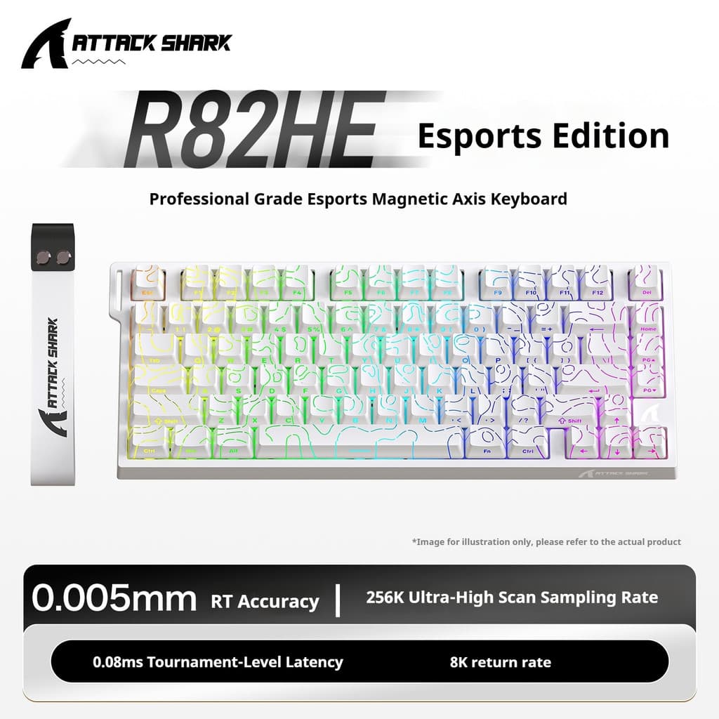 Attack Shark R82HE สวิตช์แม่เหล็กคีย์บอร์ดแบบกลไก Contour แกะสลักด้านข้างแบบมีสาย RGB Gaming RT ปรับคีย์ Travel Latency ต่ํา รูปที่ 4
