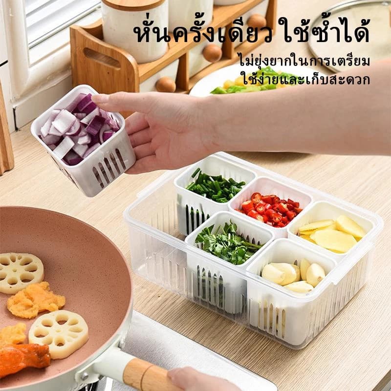 COZII กล่องถนอมอาหาร แยก 4/6ช่อง โปร่งใสกล่องเก็บอาหาร กล่องเก็บของในตู้เย็น กล่องบรรจุอาหารเด็ก กล่องเก็บผัก พร้อมฝาปิด รูปที่ 7