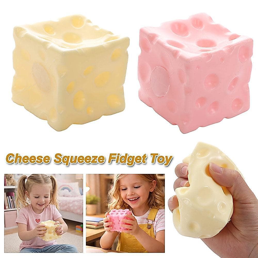 WXDX.TH ชีสบีบ Fidget ของเล่น, Anti-Stress Shapeable Jumbo Cheese Cube Stress Ball, Squishy Texture Non-Bounce ASMR Sensory Stress Toy เด็กผู้ใหญ่ รูปที่ 1