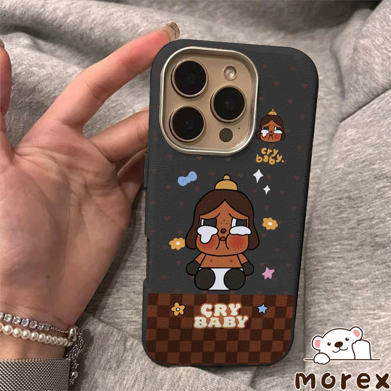 เคสไอโฟน16สำหรับIPhone 13 17 11 15 16 14 12 Pro Max 15 14 16 Plus XS XR Xตุ๊กตาลายดอกไม้น่ารักรักหนังร้องไห้ทารกปกคลุม รูปที่ 3