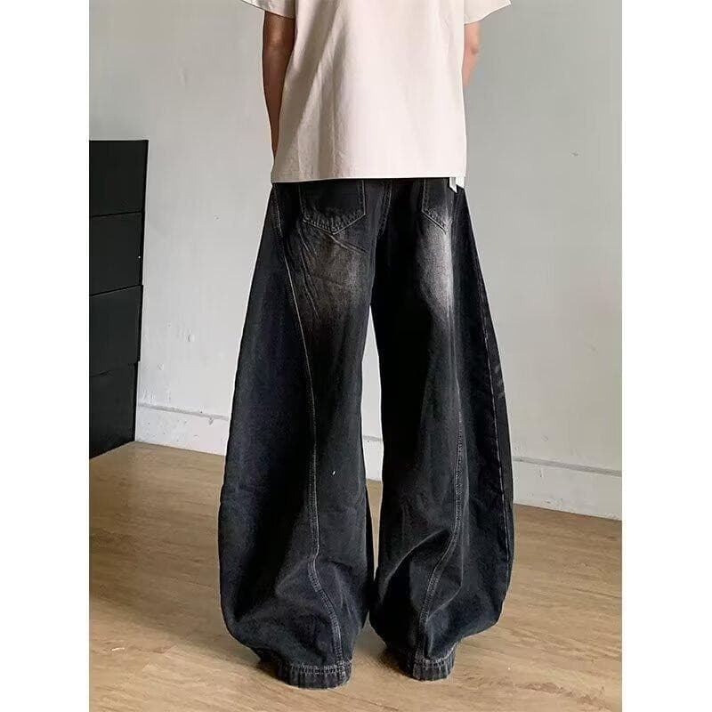 MNO.9 Jeans M28 กางเกงยีนส์ แต่งเฟด กางเกงยีนส์ขายาว ทรงบอลลูน แต่งตะเข็บหน้า-หลัง กางเกงยีนส์ ขายาว ผู้ชาย Clothing Man รูปที่ 4