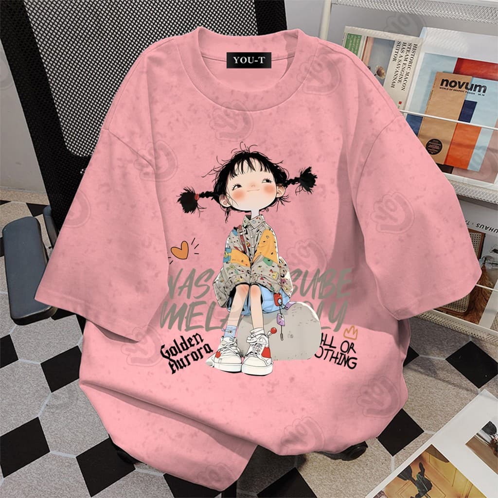 T42.SHOPสื้อยืด oversize เสื้อแฟชั่น เกาหลี สตรีท ใส่สบาย โคตรนุ่ม ผ้าคอตตอน100% ลาย "GOLDEN GIRL" รูปที่ 5