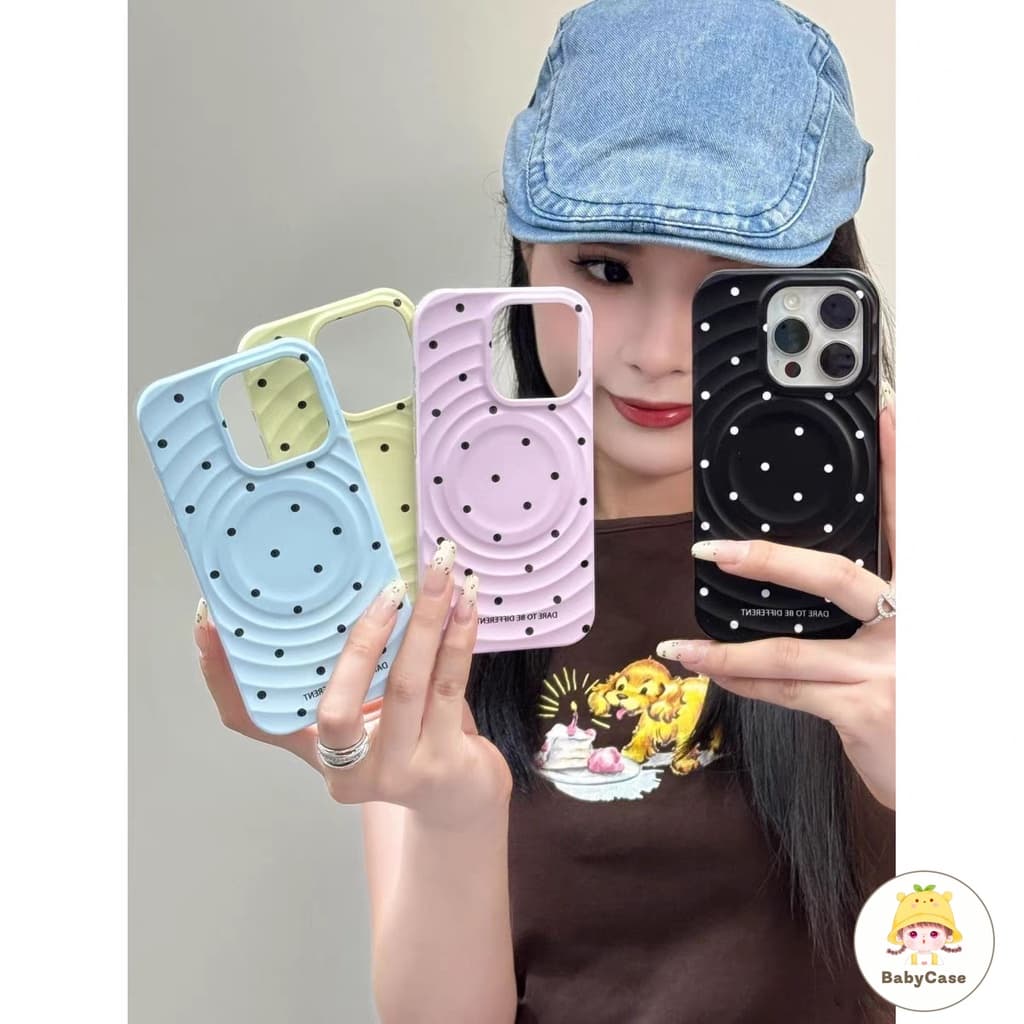 เคสไอโฟน 11 สำหรับ iPhone 15 13 14 16 12 Pro Max 16 14 15 Plus X XR XS Max 16 Pro เคสชาร์จแม่เหล็กลายจุดสุดหรูสุดน่ารัก รูปที่ 1