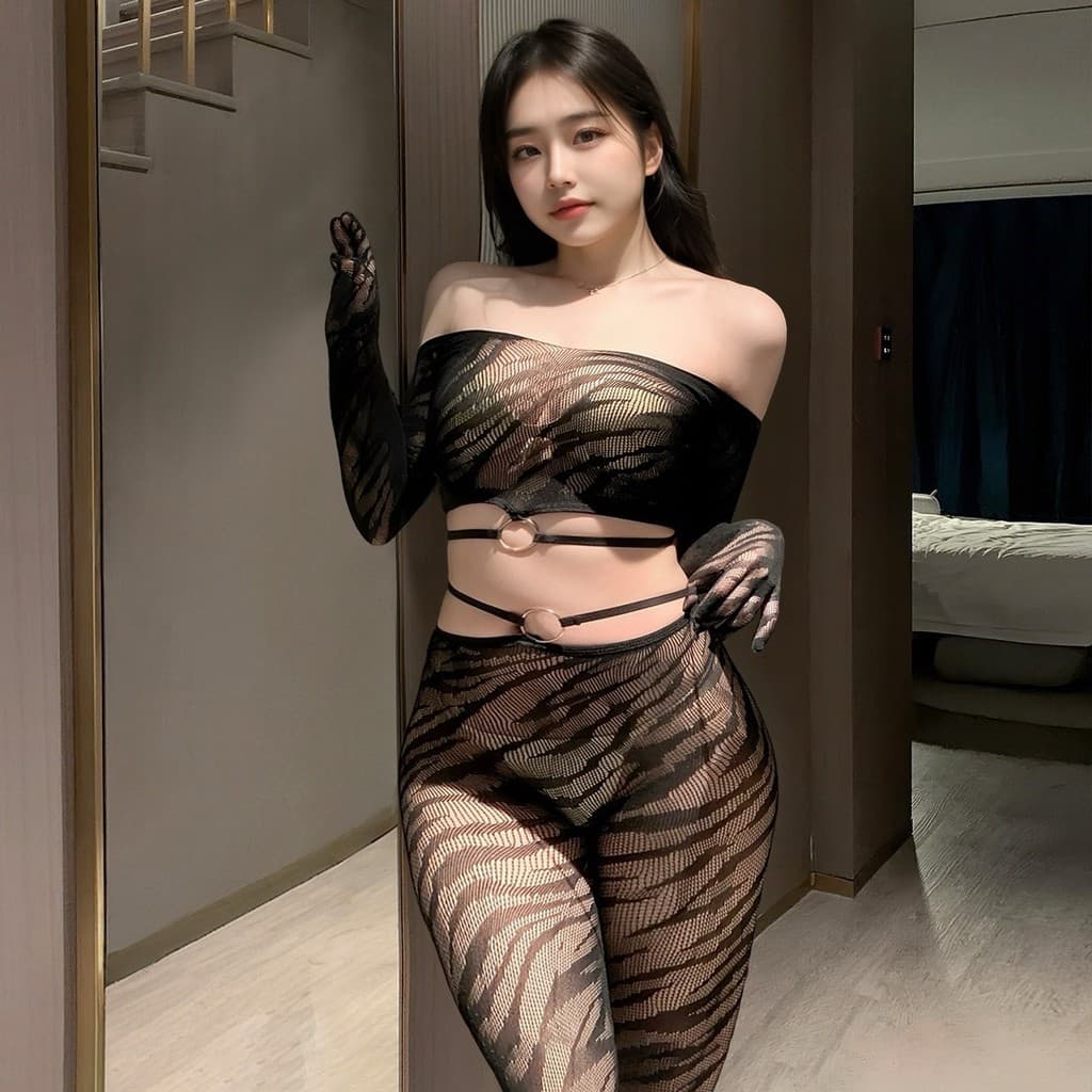 SUPER SEXY ชุดนอนผู้หญิง เซ็กซี่ ชุดยั่วผัวเซ็กซี่ ชุดตาข่ายแบบยั่วๆเซ็กซี่ ฟรีไซต์ 40-80 KG. SET-1411 รูปที่ 4