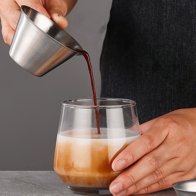 Coffee Extraction Cup 100ML ถ้วยช็อตเอสเพรสโซ่ ถ้วยตวงเอสเปรสโซ่ สเตนเลส 304 รูปตัว V ช็อตกาแฟ พร้อมที่จับ พร้อมสเกล รูปที่ 8