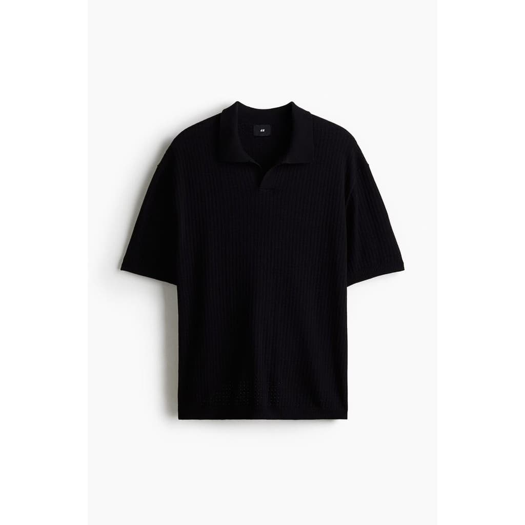 H&M เสื้อโปโลถักผ้าพื้นผิวทรงหลวม ผู้ชาย 1303731_1 รูปที่ 6