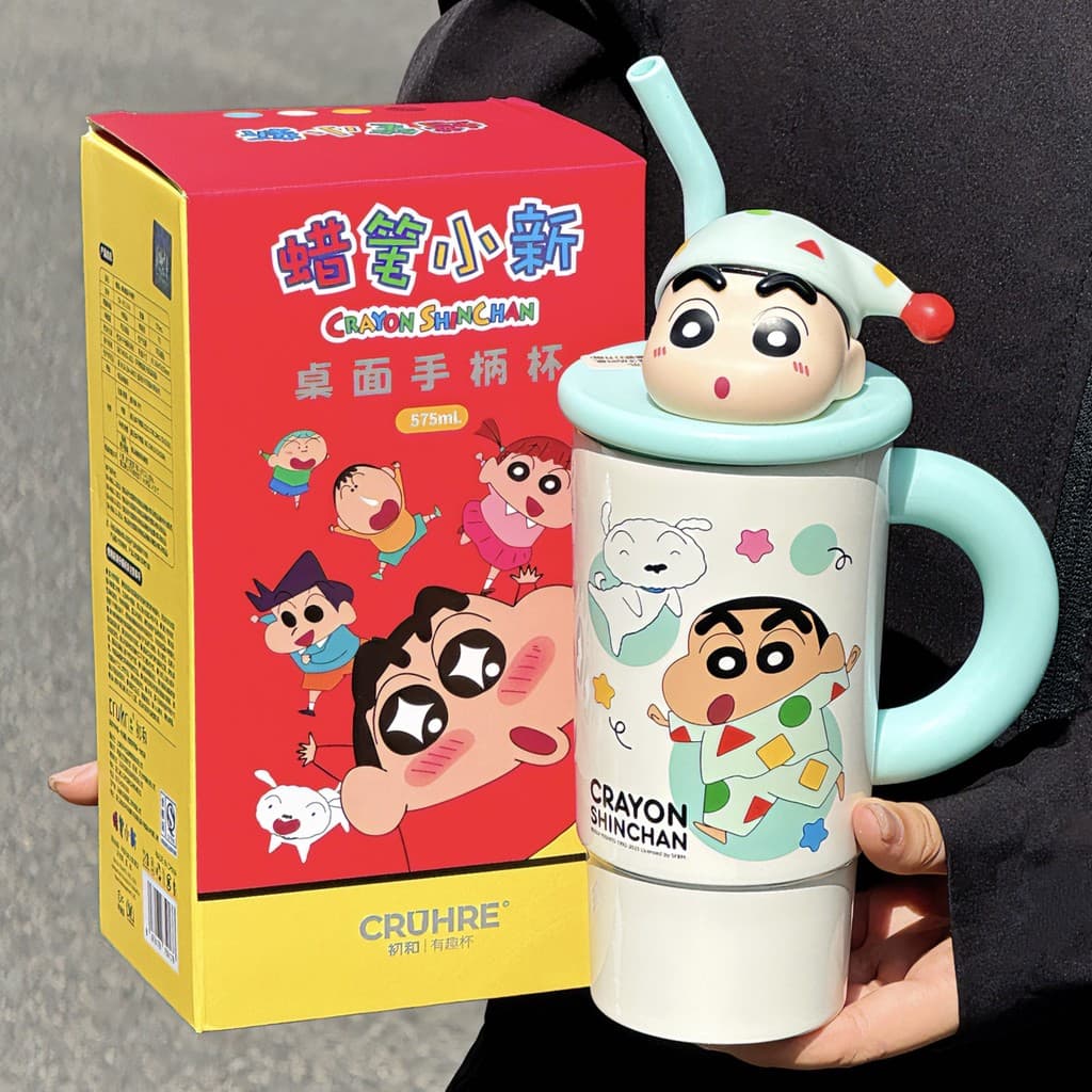 JPL9 Crayon Shin-Chan เดสก์ท็อป Ice Master ถ้วยพร้อมที่จับสาวมูลค่าสูงน่ารักการ์ตูนกระติกน้ําร้อนชาน้ําแยกถ้วยน้ํา รูปที่ 6