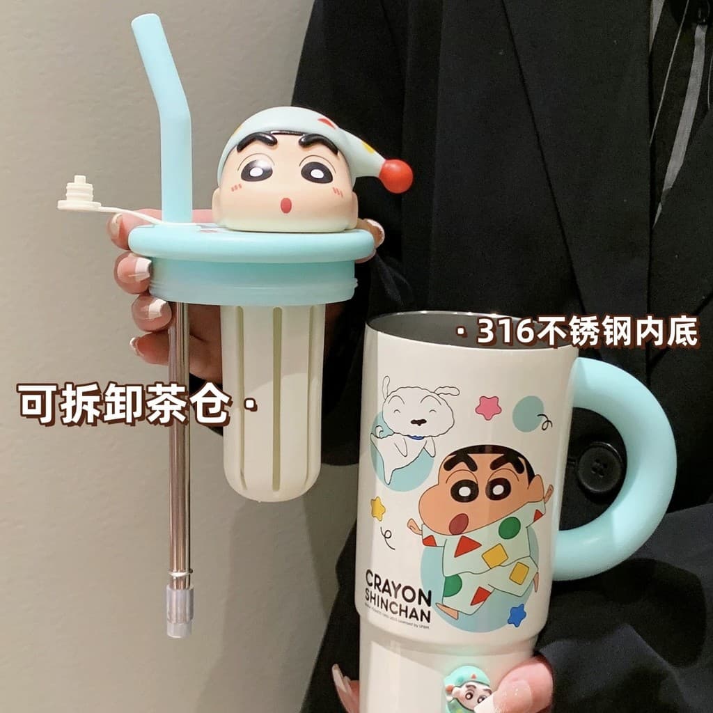 JPL9 Crayon Shin-Chan เดสก์ท็อป Ice Master ถ้วยพร้อมที่จับสาวมูลค่าสูงน่ารักการ์ตูนกระติกน้ําร้อนชาน้ําแยกถ้วยน้ํา รูปที่ 3