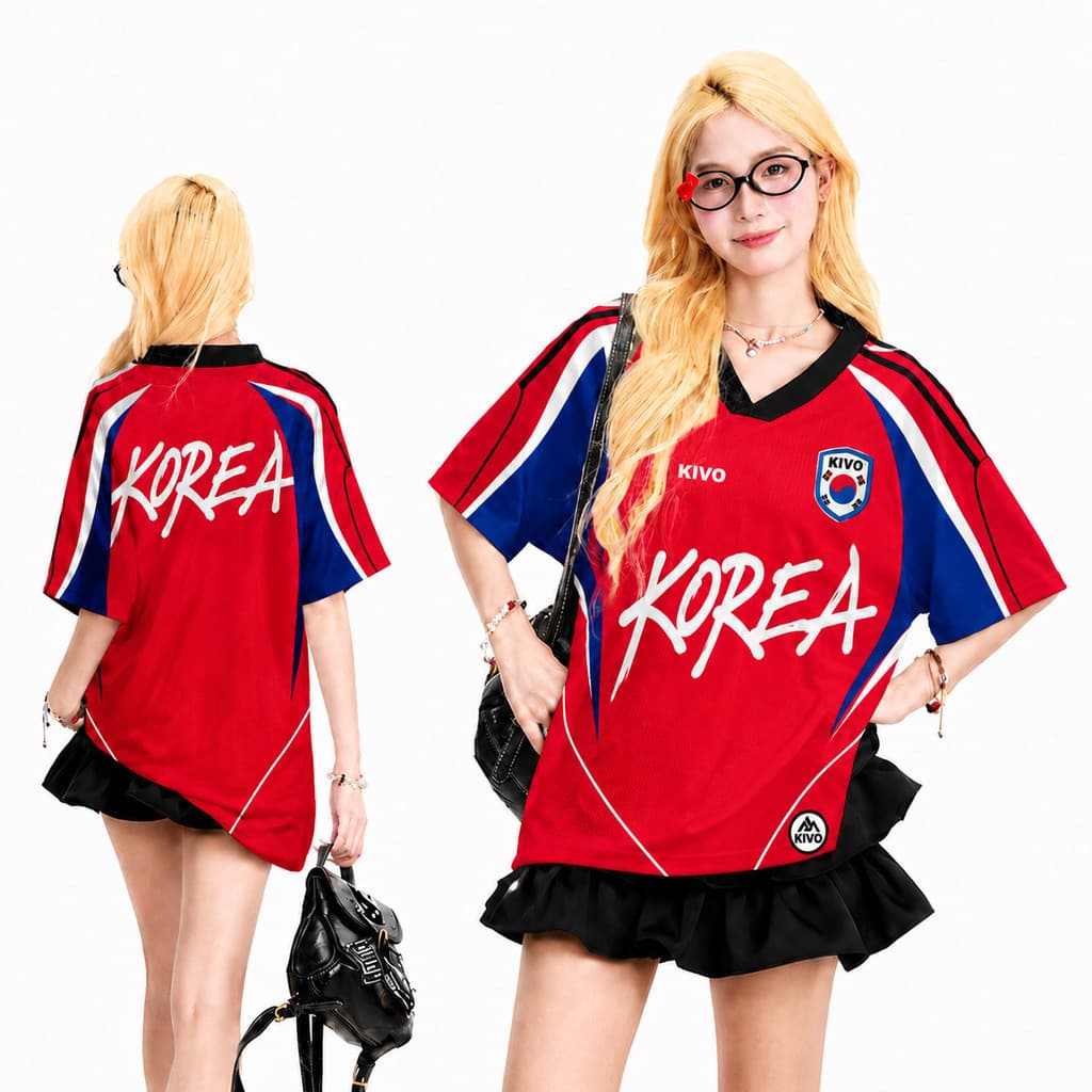 !! เสื้อฟุตบอลแฟชั่นผู้หญิง เสื้อกีฬา KIVO SPORT ทรงหลวม คอวี ผ้าเมช 150G แห้งไว ใส่สบาย 2xs-6xl รูปที่ 8