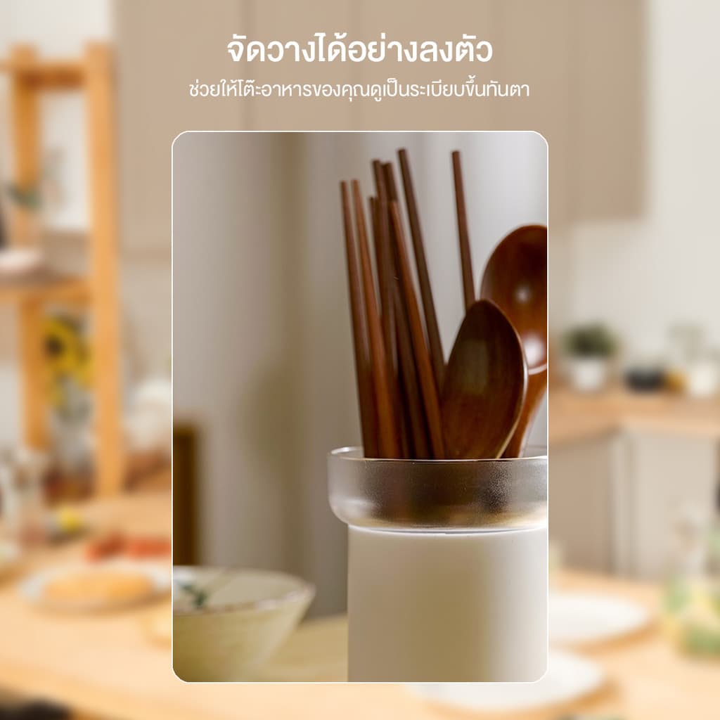 ที่ใส่ช้อนส้อม กล่องเก็บตะเกียบ กล่องเก็บช้อนส้อม ตะเกียบ ระบายอากาศและทนต่อโรคน้ำค้าง กล่องเก็บช้อนส้อมทรงกลม รูปที่ 3