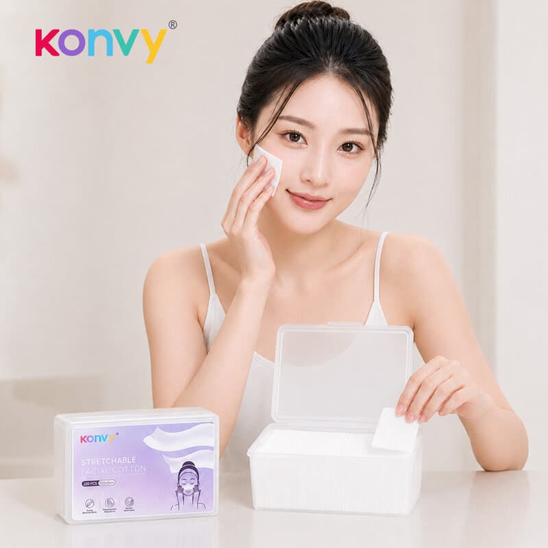 Konvy Stretchable Facial Cotton สำลีแผ่นยืดได้ คอนวี่ เนื้อนุ่ม อ่อนโยน ยืดได้ตามใจ. รูปที่ 3