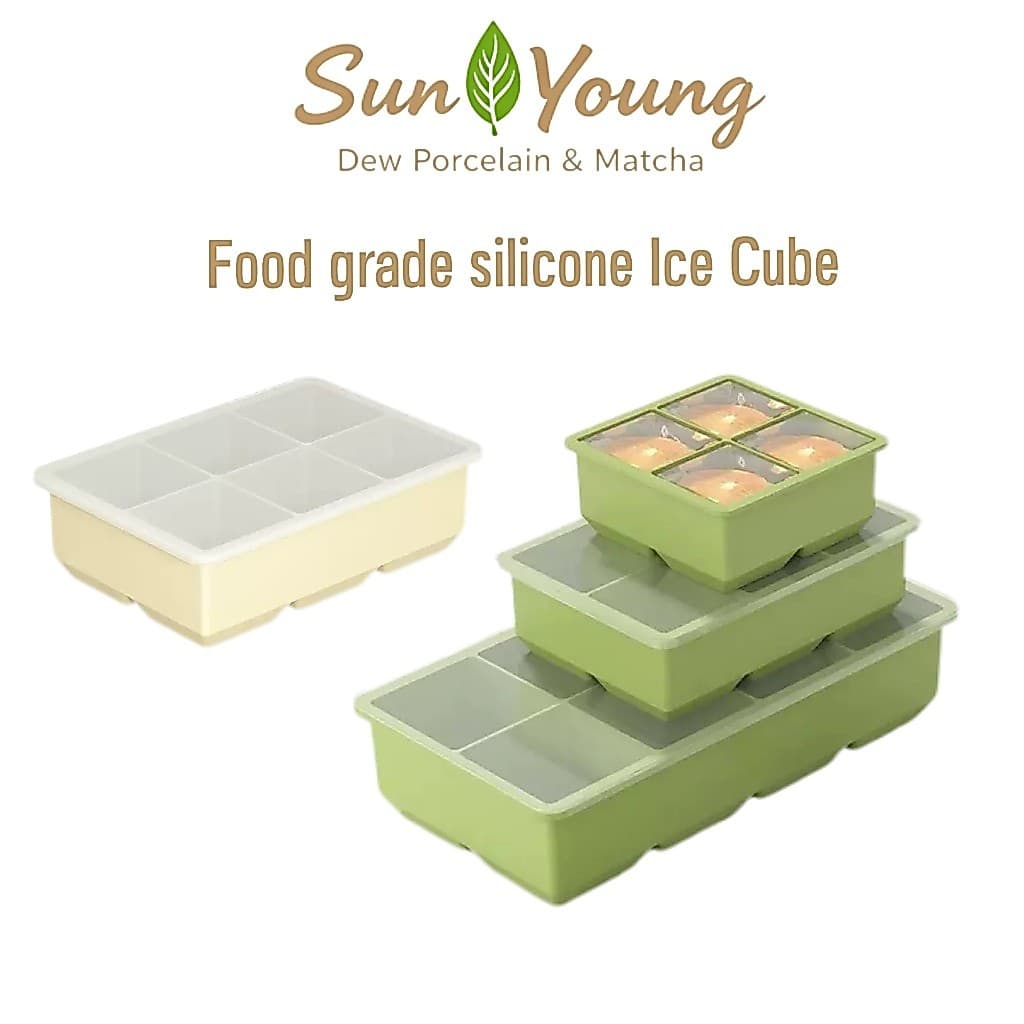 Ice cube Molds แม่พิมพ์น้ำแข็งซิลิโคน ถาดน้ำแข็ง 4/6/8 ช่อง แม่พิมพ์วุ้น พร้อมฝาปิด Food-Grade ปลอดภัยต่อสุขภาพ รูปที่ 1