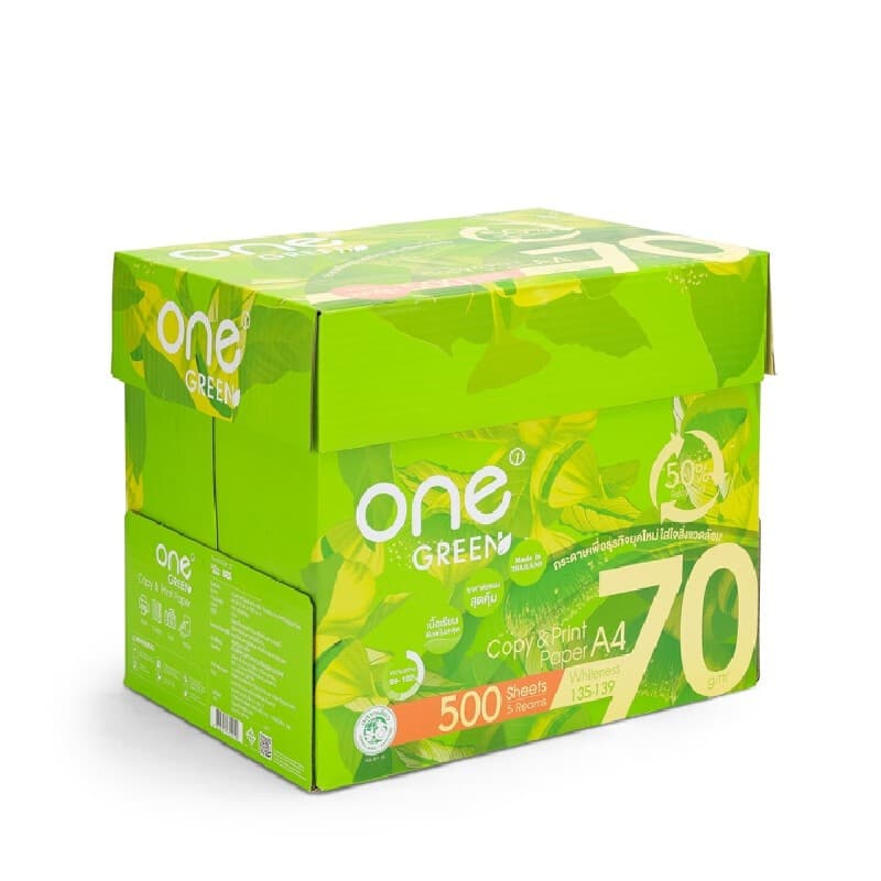 ONE GREEN กระดาษถ่ายเอกสาร 70 แกรม สีขาว ขนาด A4 รูปที่ 1