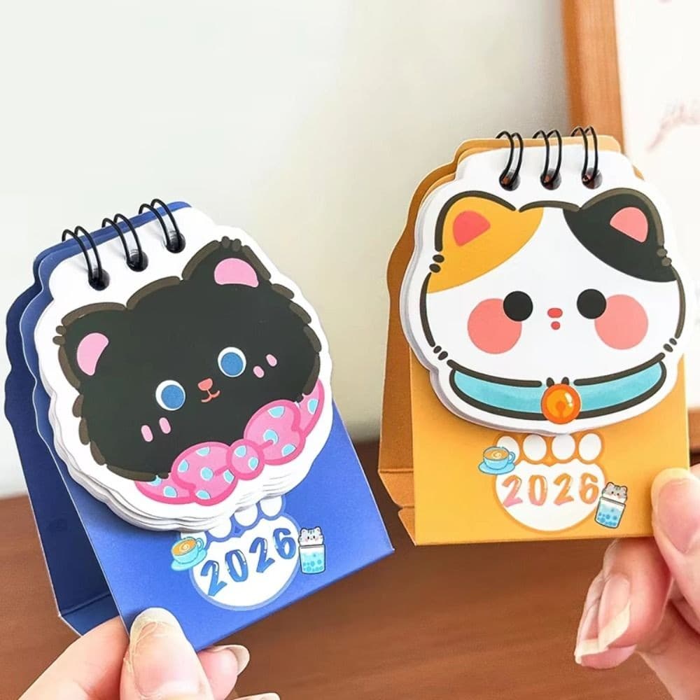 คุณมูต กําหนดการวางแผน,ขดลวดมินิ2026ปฏิทินตั้งโต๊ะ,น่ารักกําหนดเครื่องหมายการ์ตูนแบบพกพาแมววางแผนทุกวันสก์ท็อปเครื่องปร รูปที่ 5